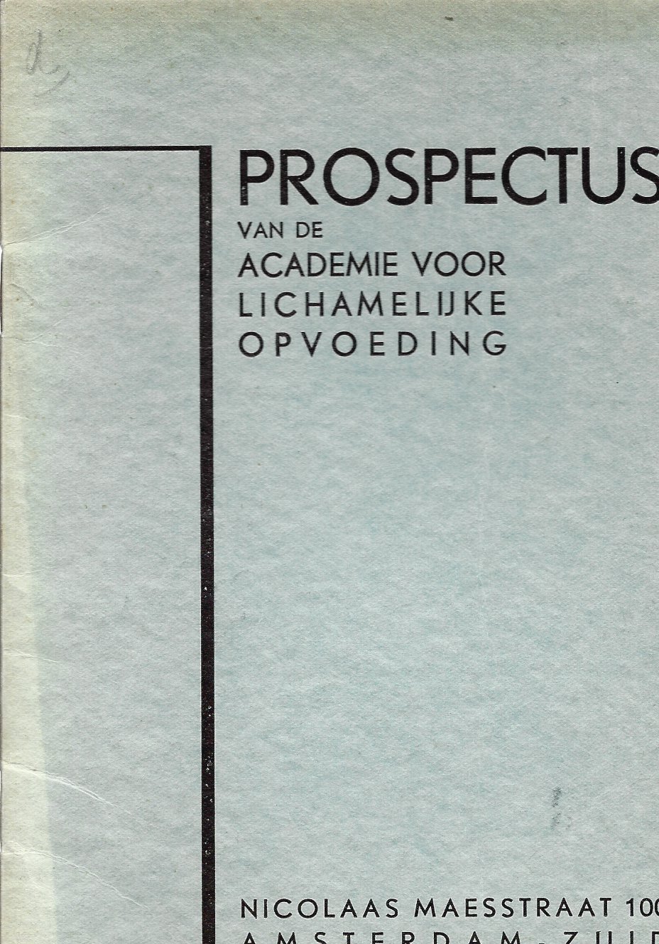  - Prospectus van de Academie voor Lichamelijke Opvoeding