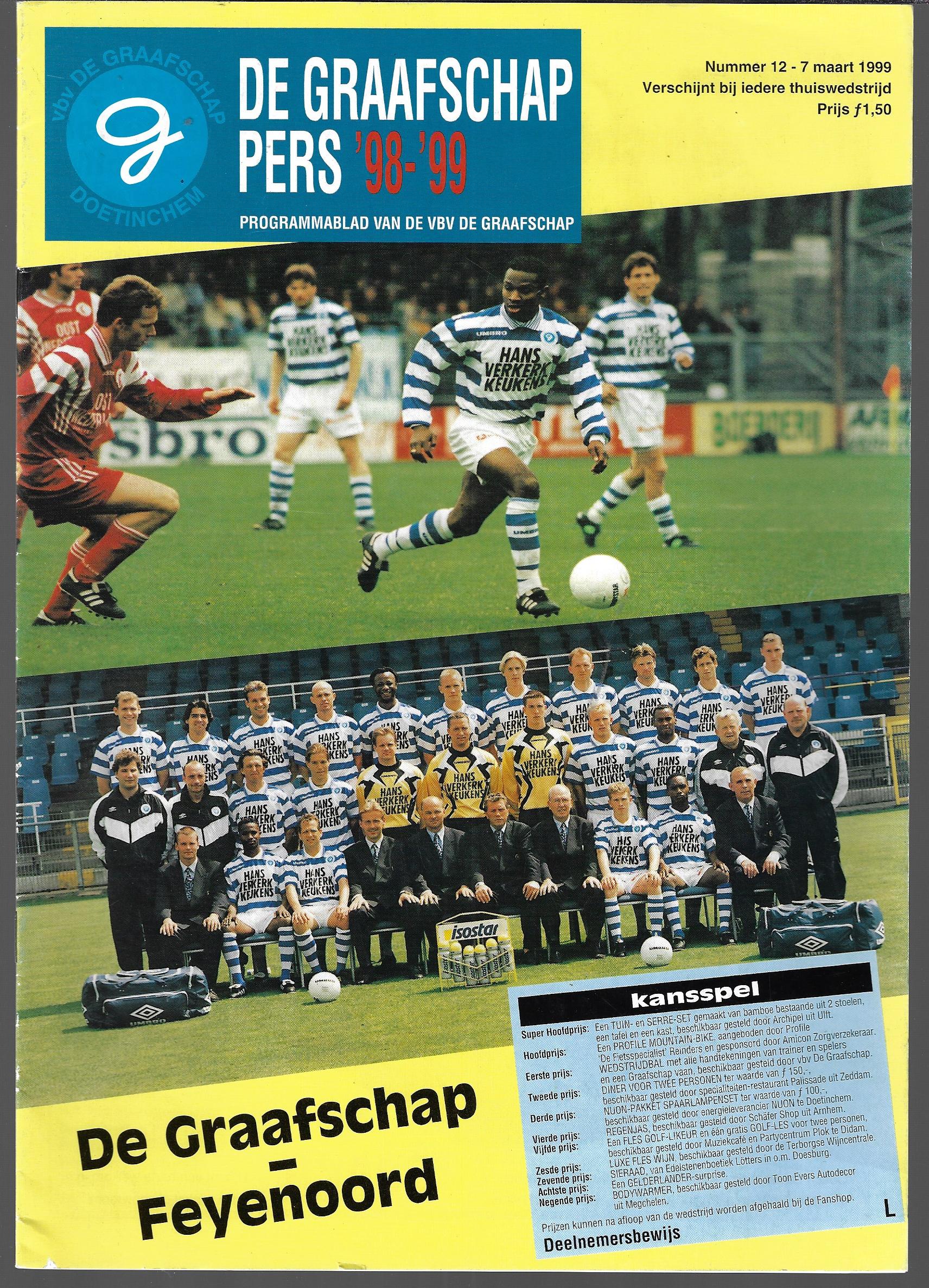 Diverse - De Graafschap Pers '98-'99 nummer 12-7 maart 1999 -Programmablad van de VBV De Graafschap