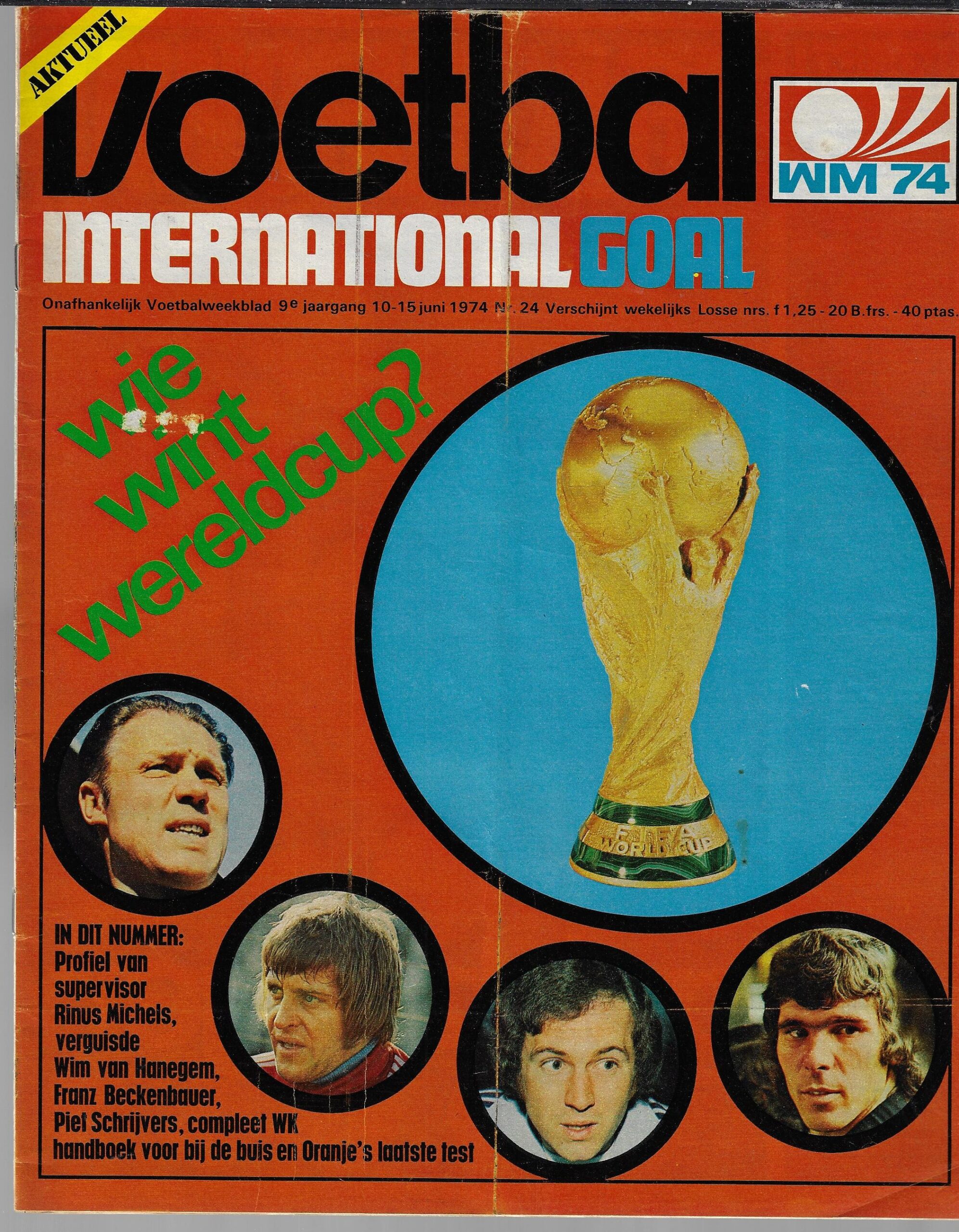 9 x WK Voetbal 1974 Voetbal International Goal nrs 24 t/m 29