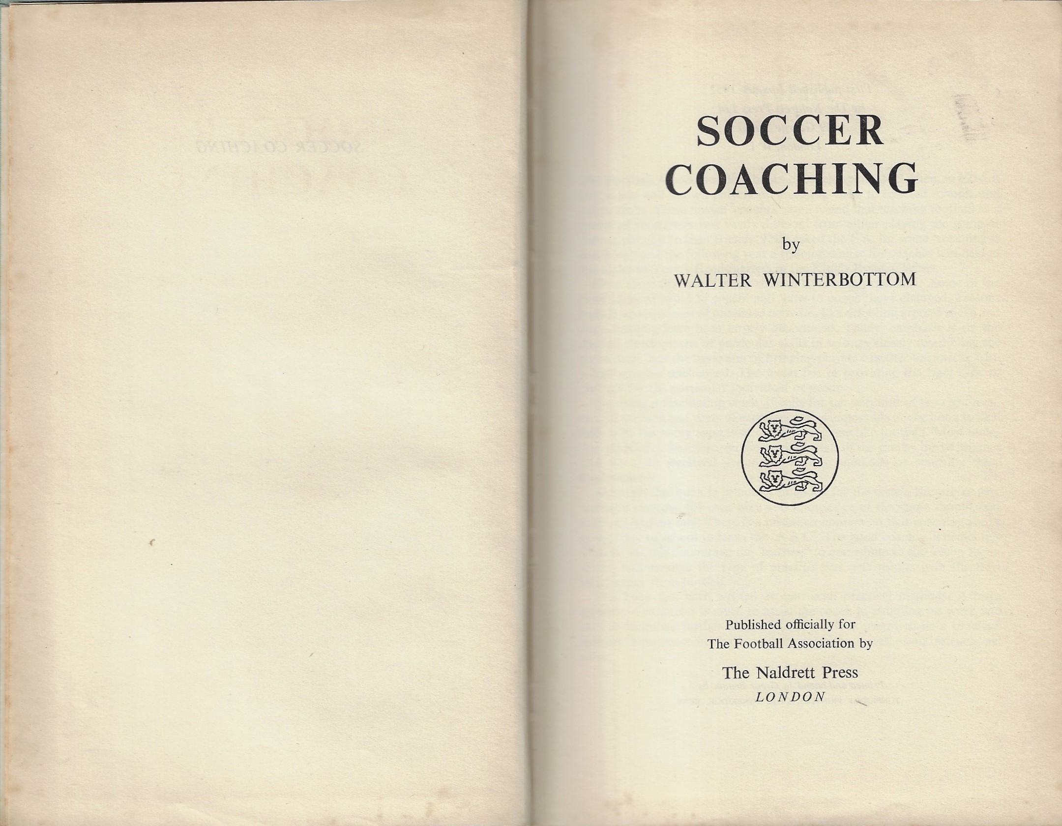 Winterbottom, Walter - Soccer coaching