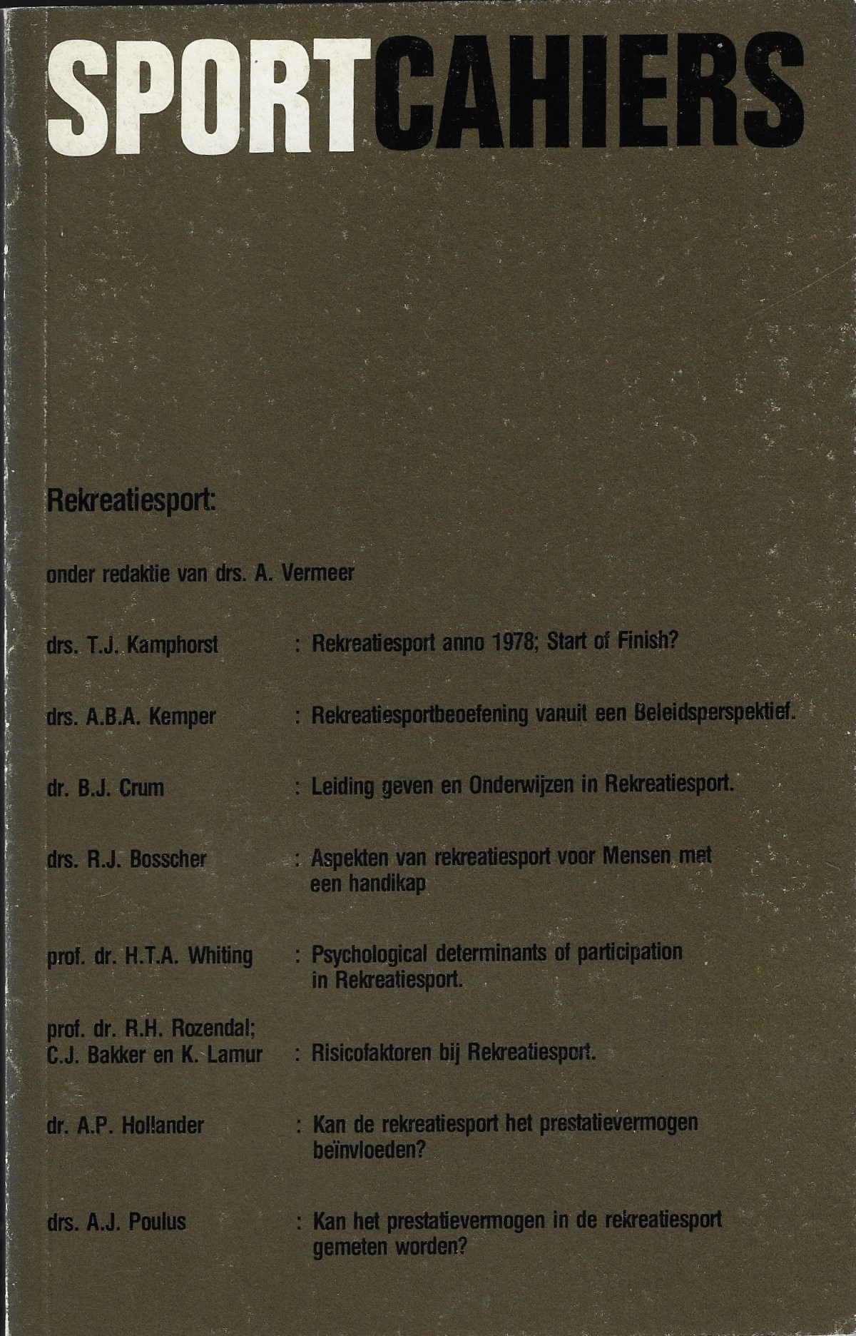 Diverse - Sportcahiers - Rekreatiesport -Rekreatiesport
