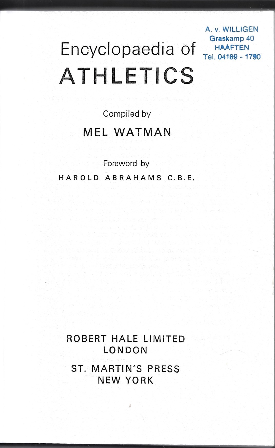 Watman, Mel - The encyclopaedia of athletics