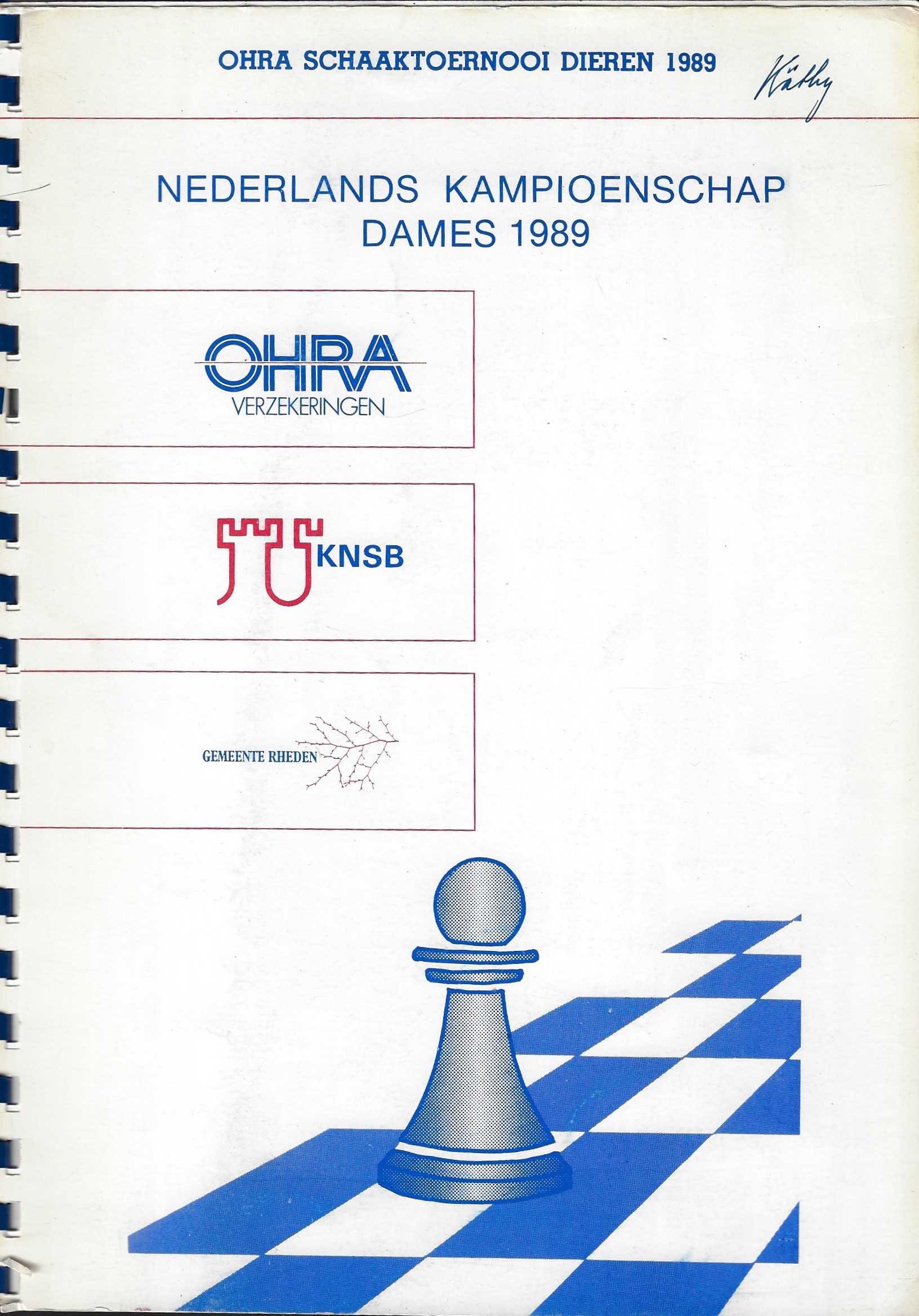 Kieboom, Bert - Nederlands Kampioenschap Dames 1989 - Ohra Schaaktoernooi Dieren 1989